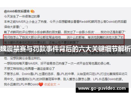 魏震禁赛与罚款事件背后的六大关键细节解析